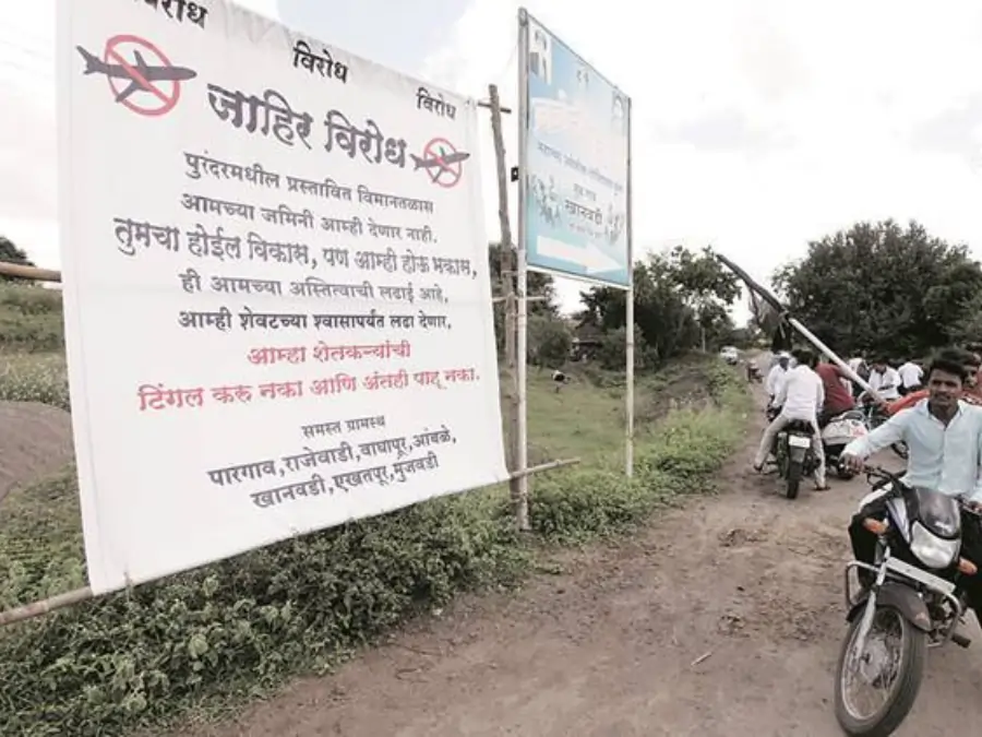 purandar airport farmers protest